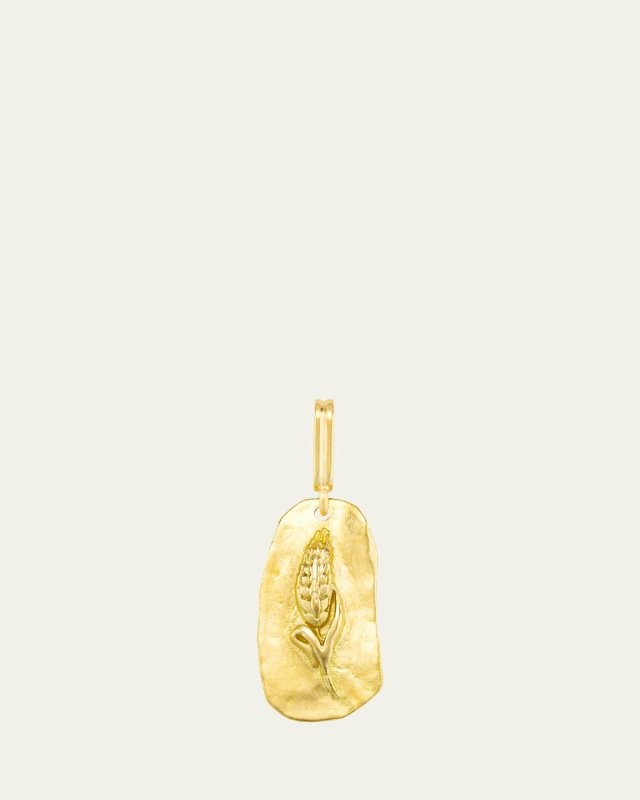 18K Yellow Gold Wheat Medal Charm